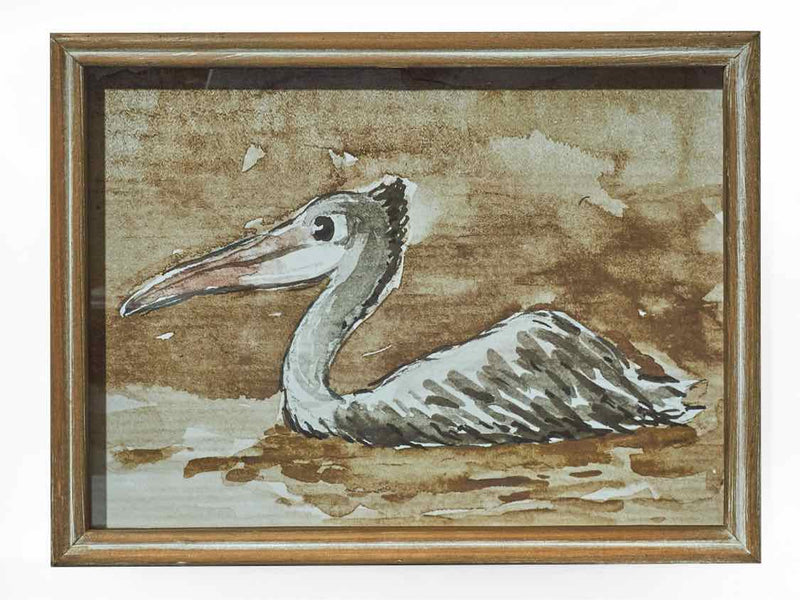 Pelican Print Under Glass