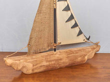 Natural Wooden Sail Boat With Burlap & Cotton Sail