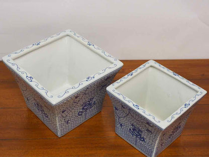 Set of 2 Blue & White Cachepots