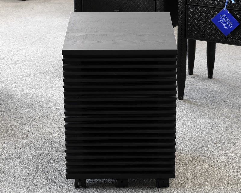 Design within Reach Line Pedestal in Black Oak on Casters