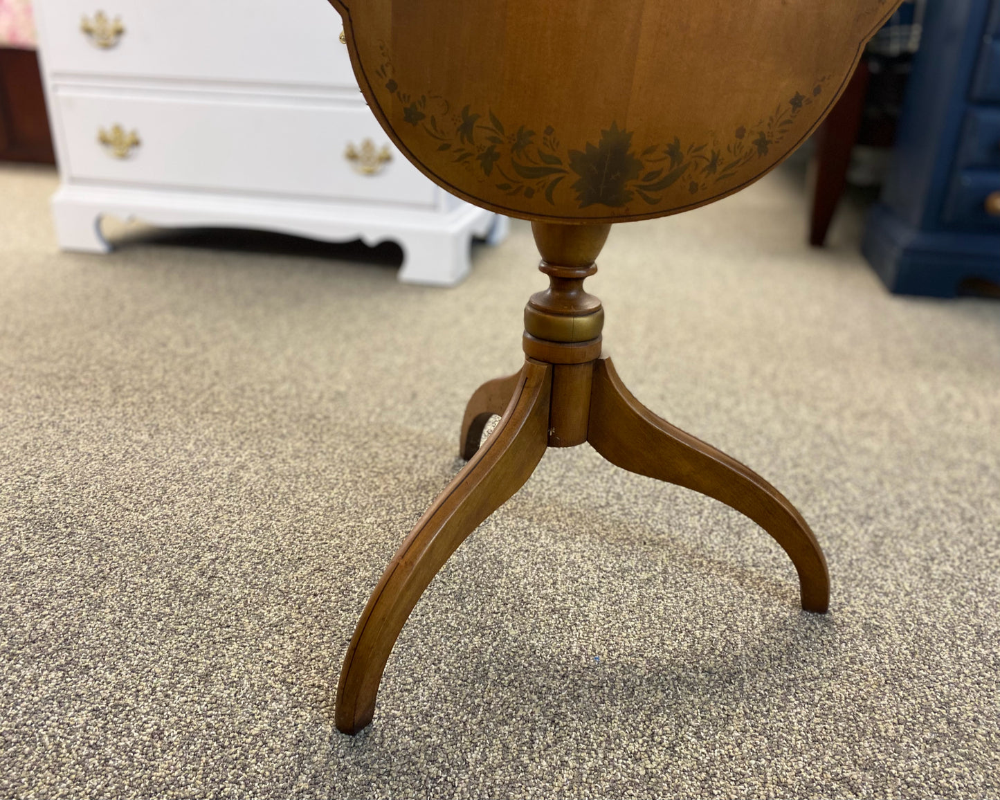 Hitchcock Maple Tilt-Top  Side Table with Stenciling