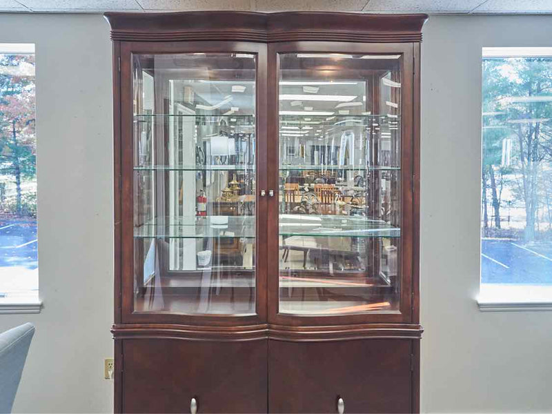 Bernhardt Lighted Display Cabinet with Closed Storage in Mahogany Finish