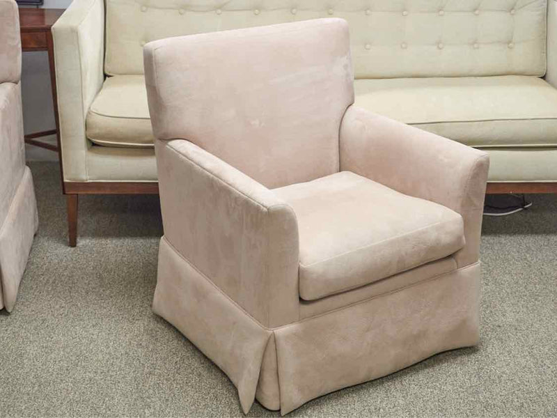 Pair of Custom Contemporary Ultra Suede Swivel Chairs