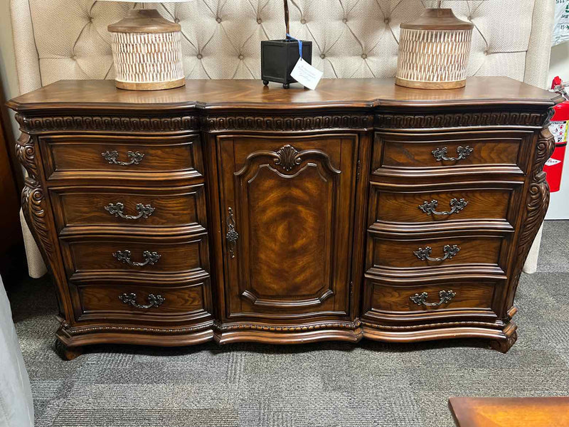 Inlaid Walnut Dresser & Mirror