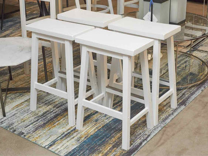 Set Of 4 White FinishCounter Stools