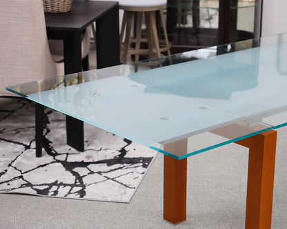 Roche Bobois Glass Extension Dining Table on Cherry Base