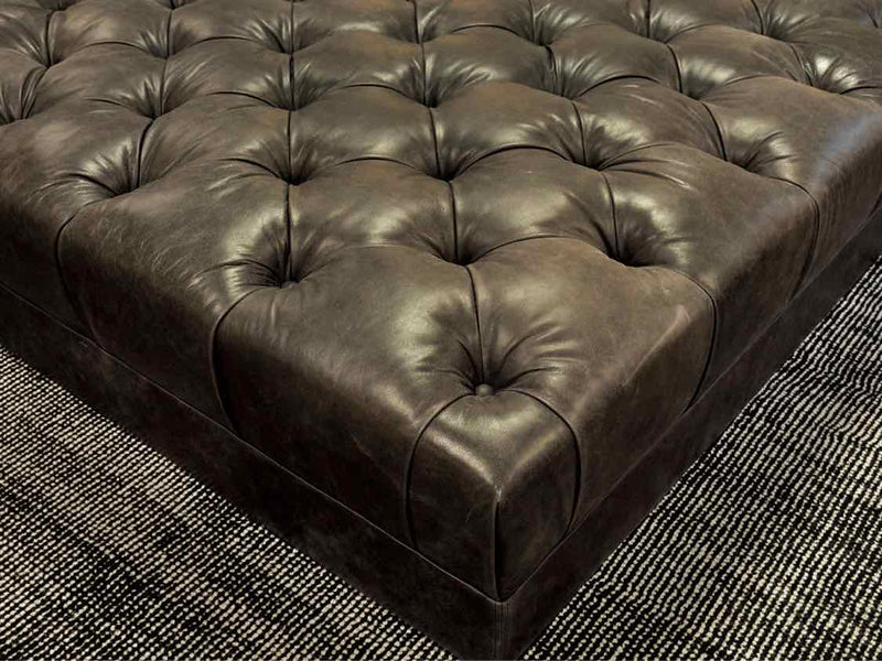 Baker Tufted Leather Ottoman