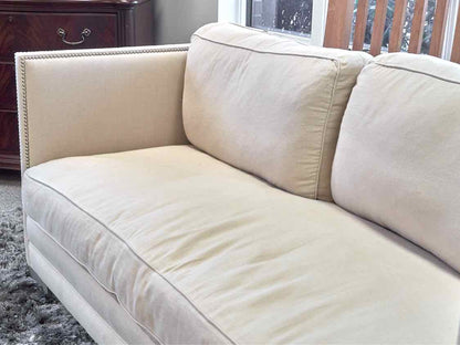 Beige Shelter Arm Sofa with Bench Seat