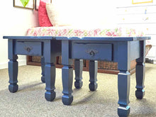 Pair of Ocean Side Blue Finish Side Tables with 1 Drawer