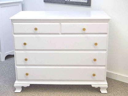 Solid Mahogany 2 Over 3 Drawer Dresser with Arctic White Finish