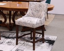 Set of 4 Counter Stools in Grey Paisley on Espresso Frame