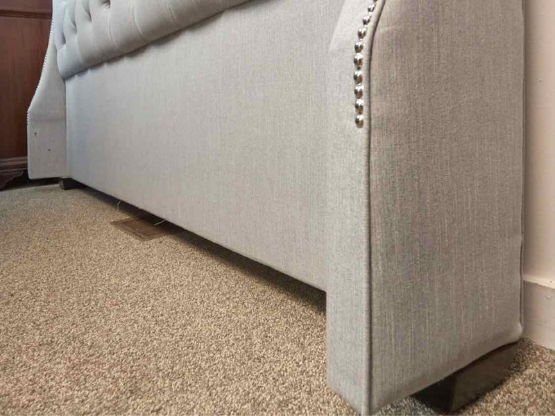 Dove Gray Tufted King Bed