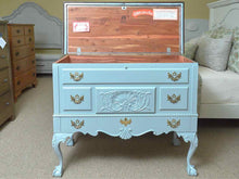 Solid Mahogany Ball & Claw Feet Cedar Lined Chest in Ice Blue finish & 1 Drawer