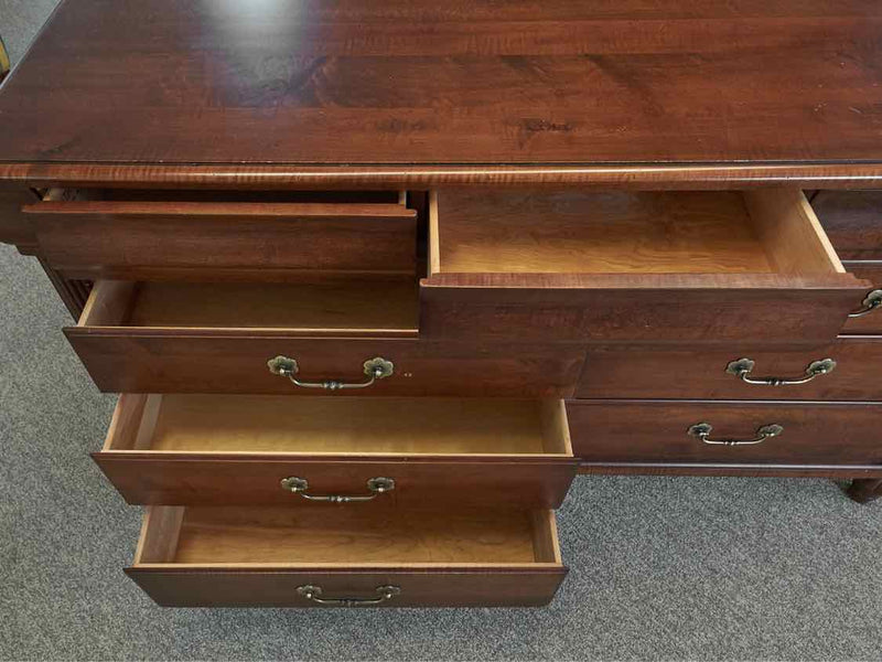 Ethan Allen British Classic Cherry 9 Drawer Dresser with Fluted Column Sides