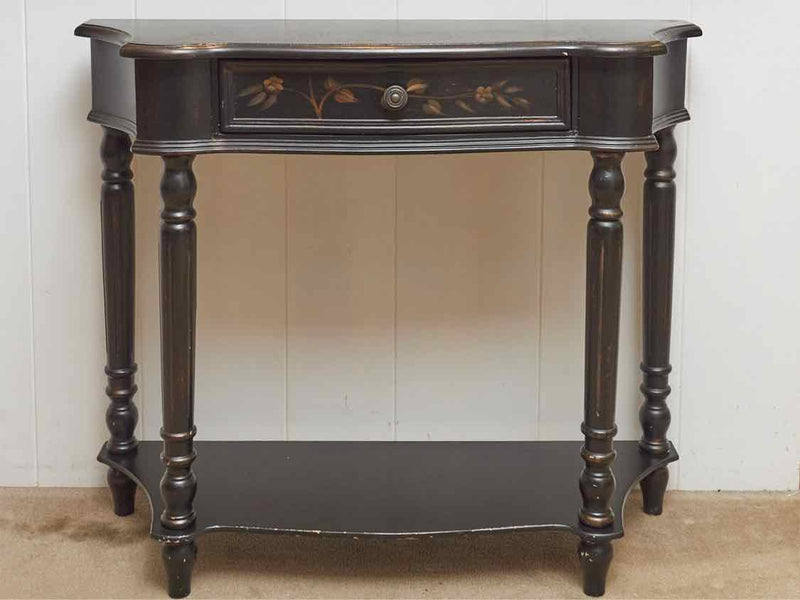 Black Distressed Finish Stencil Accents 1 Drawer Entrance Console