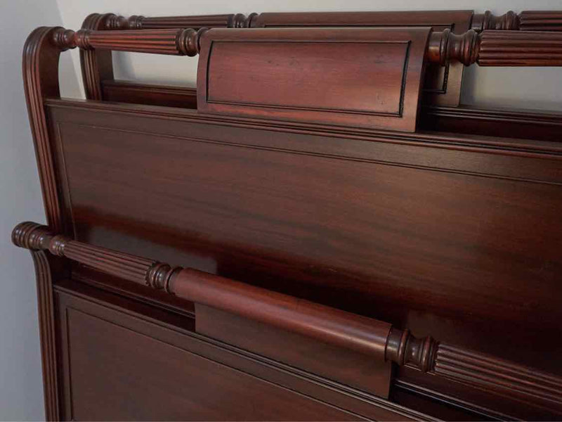 Pair of Mahogany Roll Back Sleigh  Twin Beds