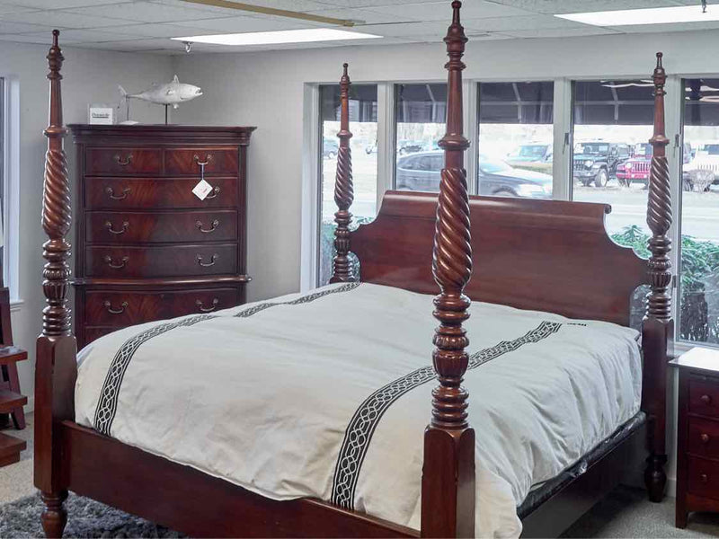 King Four Poster Bed W/ Carved  Posts