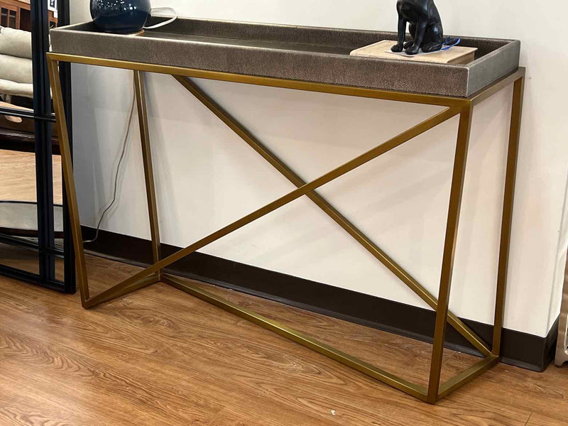 Brass Console w/ Faux Shagreen Butler's Top