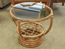 Rattan Base Glass Top Side Table