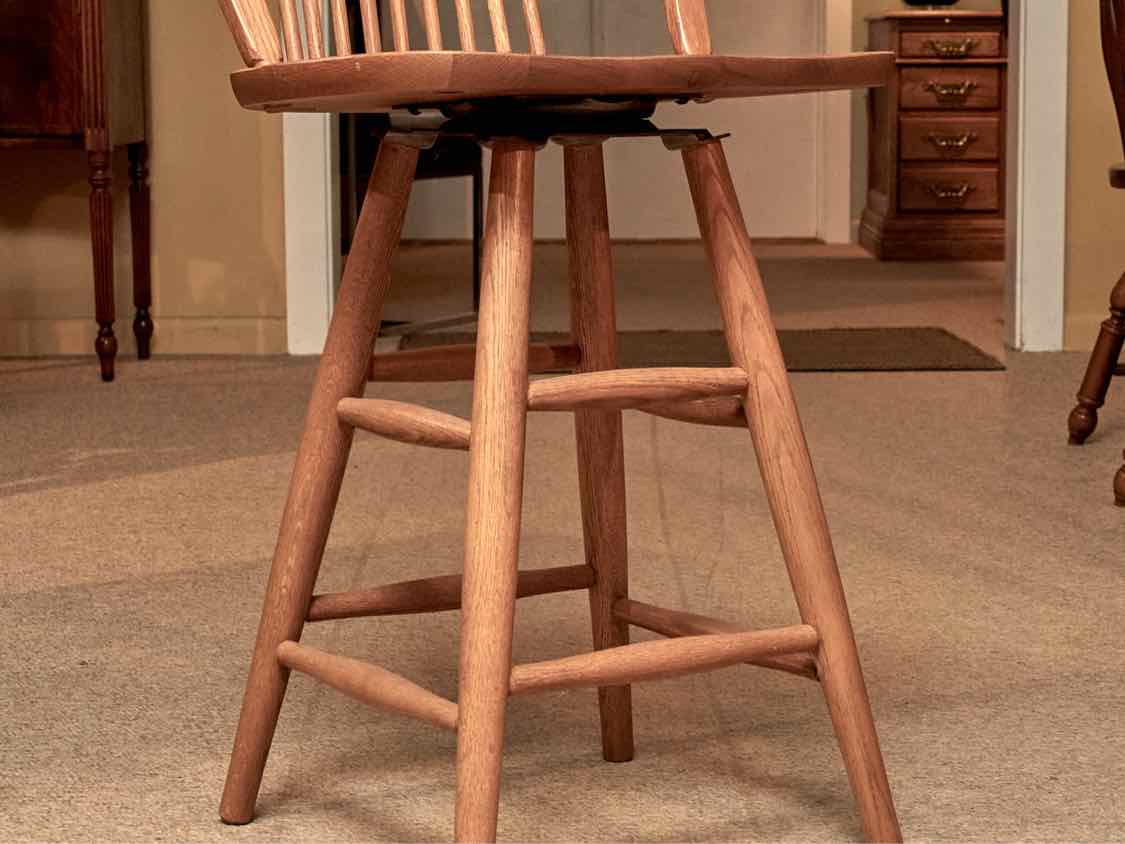 Pair of Oak Sheaf Back Swivel Counter Stools