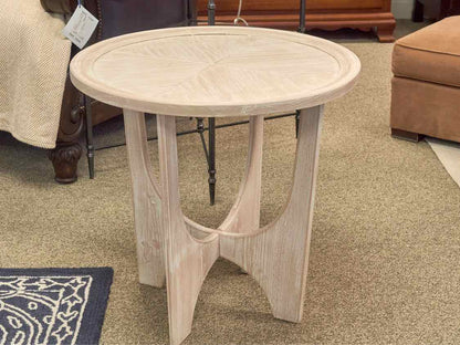 Rustic White Wash Round Side Table