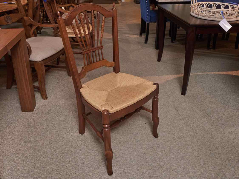 Set of 4 Ethan Allen Rice Back  Dining Chairs with Rush Seats