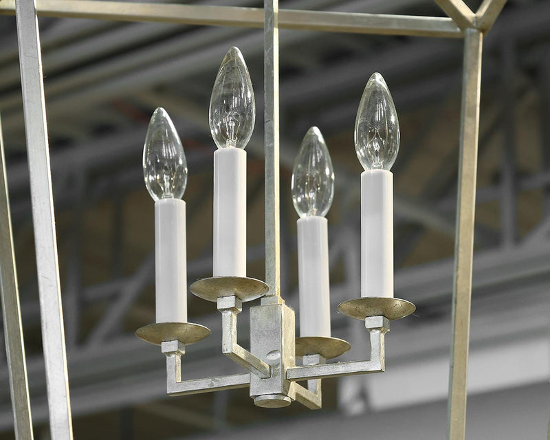 Brushed Silver Finish 4 Candle Light Chandelier