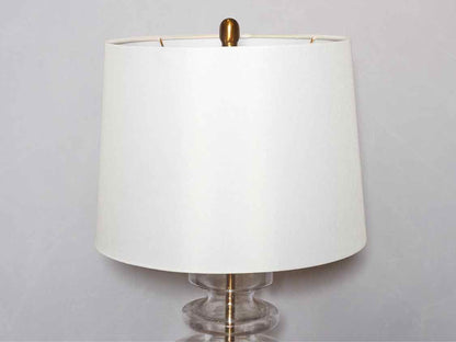 Seeded Glass Brass Base White Shade  Table Lamp