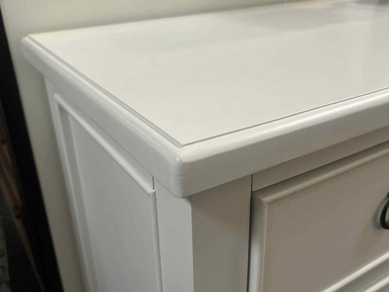 White Bow Front Triple Dresser