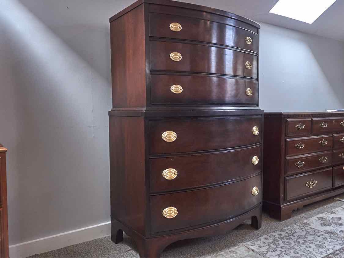 Mahogany 3 Over 3 Drawer Chest with Hepplewhite Brass Handles