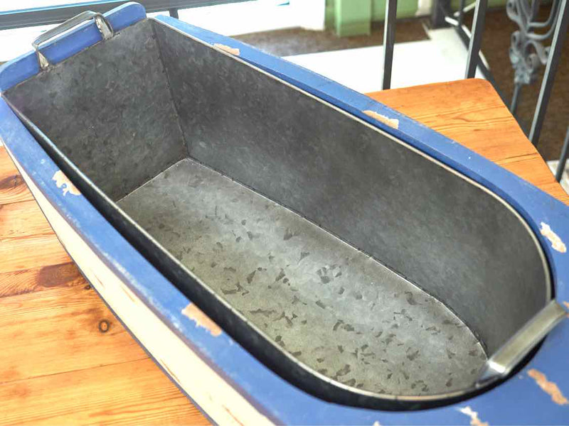 Blue & Cream Distressed Painted Boat Cooler