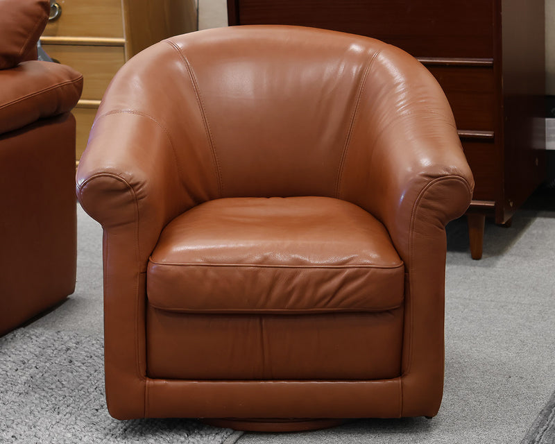 Caramel Color Leather Swivel Chair