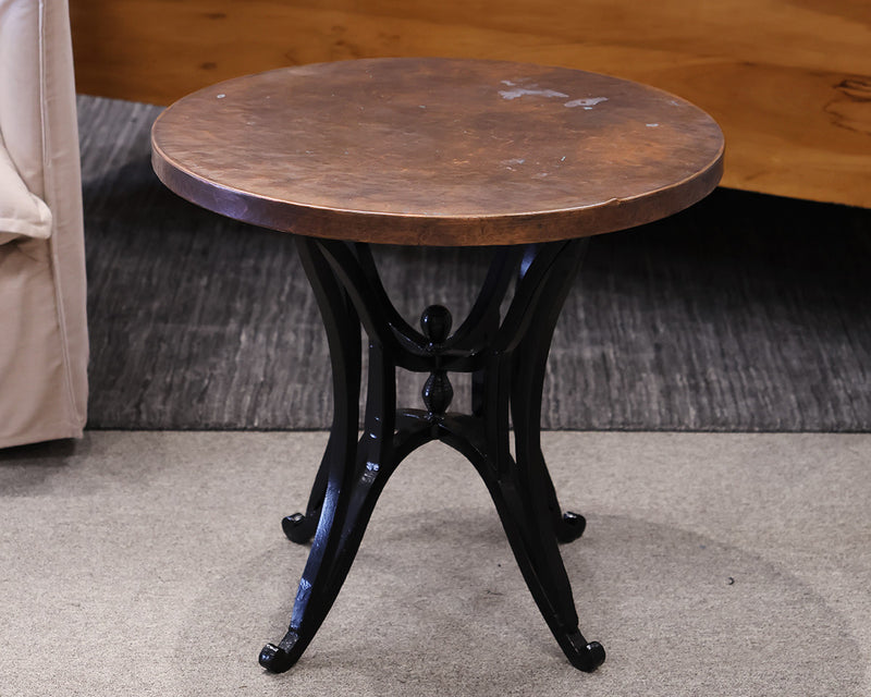 Arhaus Round Copper Top Side Table on Iron Base