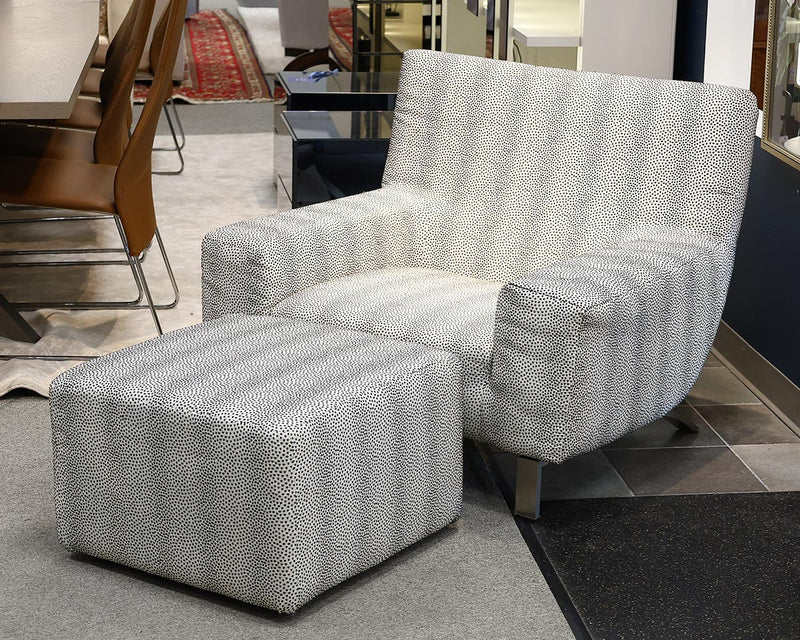 Contemporary Chair and Ottoman in Black & White Kravet Fabric