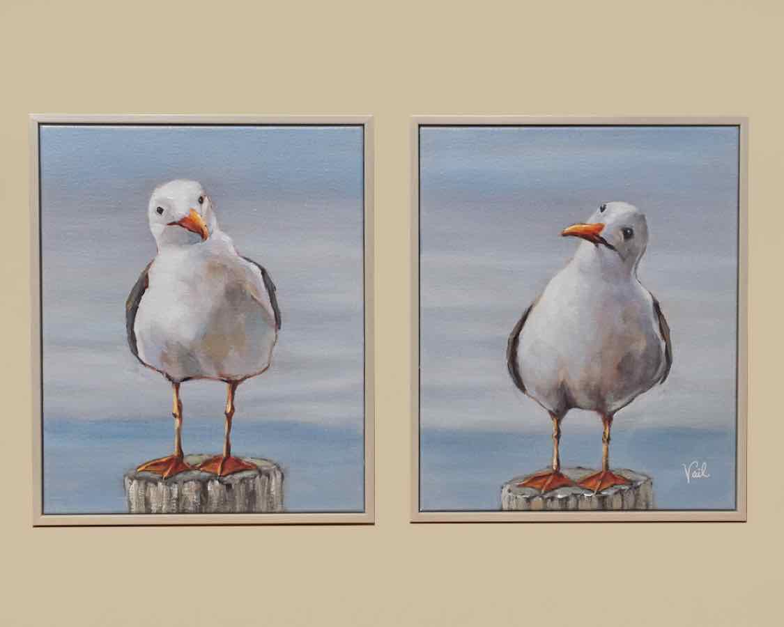 'Questioning Friends' Pair Of  Framed Canvas Prints