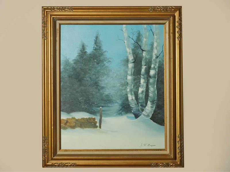 'Birch In Snow' Framed Original Oil