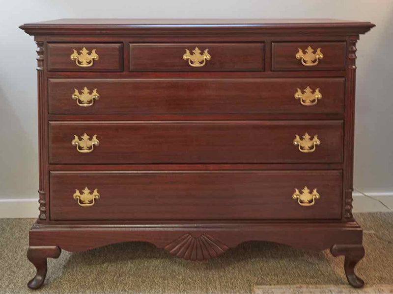 Mahogany 3 Over3 Drawer Dresser with Brass Chippendale Hardware