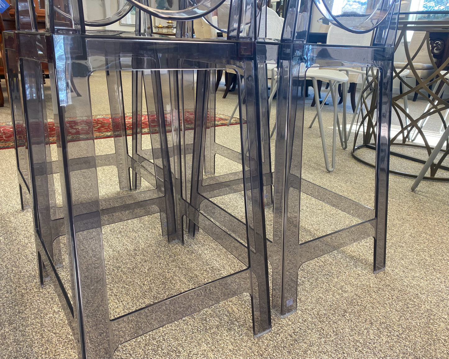 Set of 4 Lucite Ghost Counter Stools