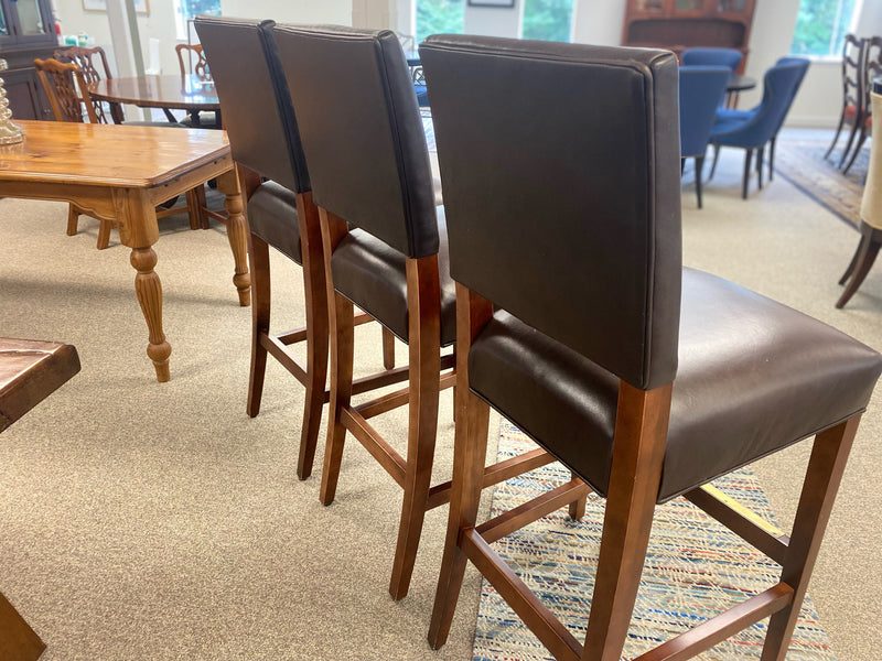 Arhaus Cherry &  Leather Bar Stool