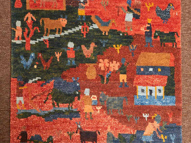 "Village" Hand Made Wool Runner Made In Nepal