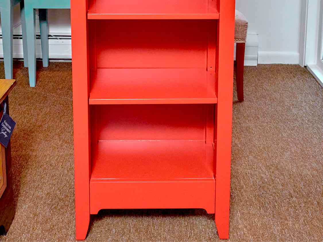 Pottery Barn In Red Finish  4 Shelf  Beadboard Accents Bookcase