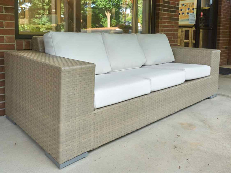 Pelican Reef Gray Resin Wicker Outdoor Track Arm Sofa