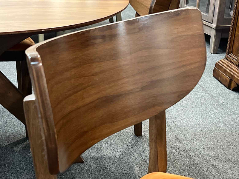 Mid-Century Round Cherry Dining Table w/ 4  Chairs