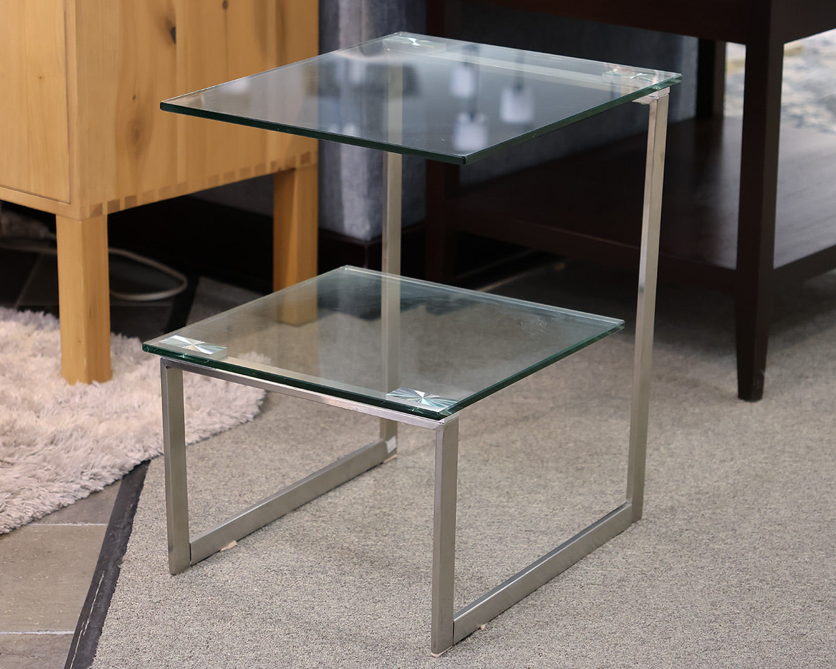 Glass and Stainless Steel Side Table