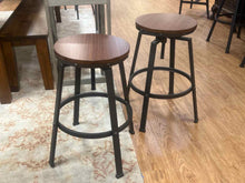 Pair of Industrial Metal and Wood Stools