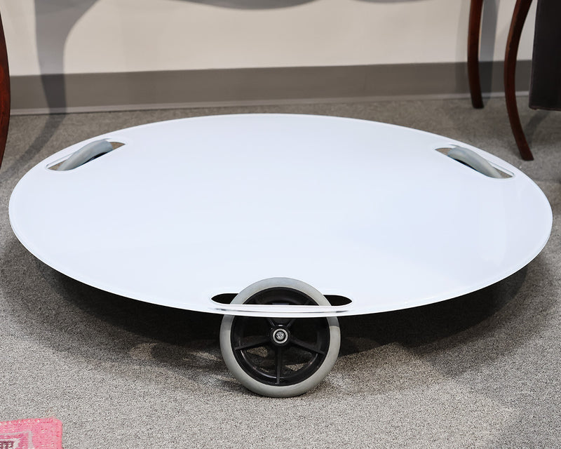 Roche Bobois Round Glass Cocktail Table on Wheels