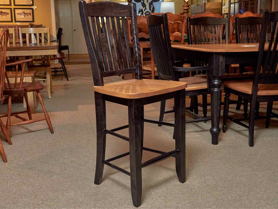 Pair Of Made In Canada Black Finish Maple Seat  Counter Stools