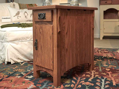 Oak 1 Drawer 1 Door Magazine Rack Side Table