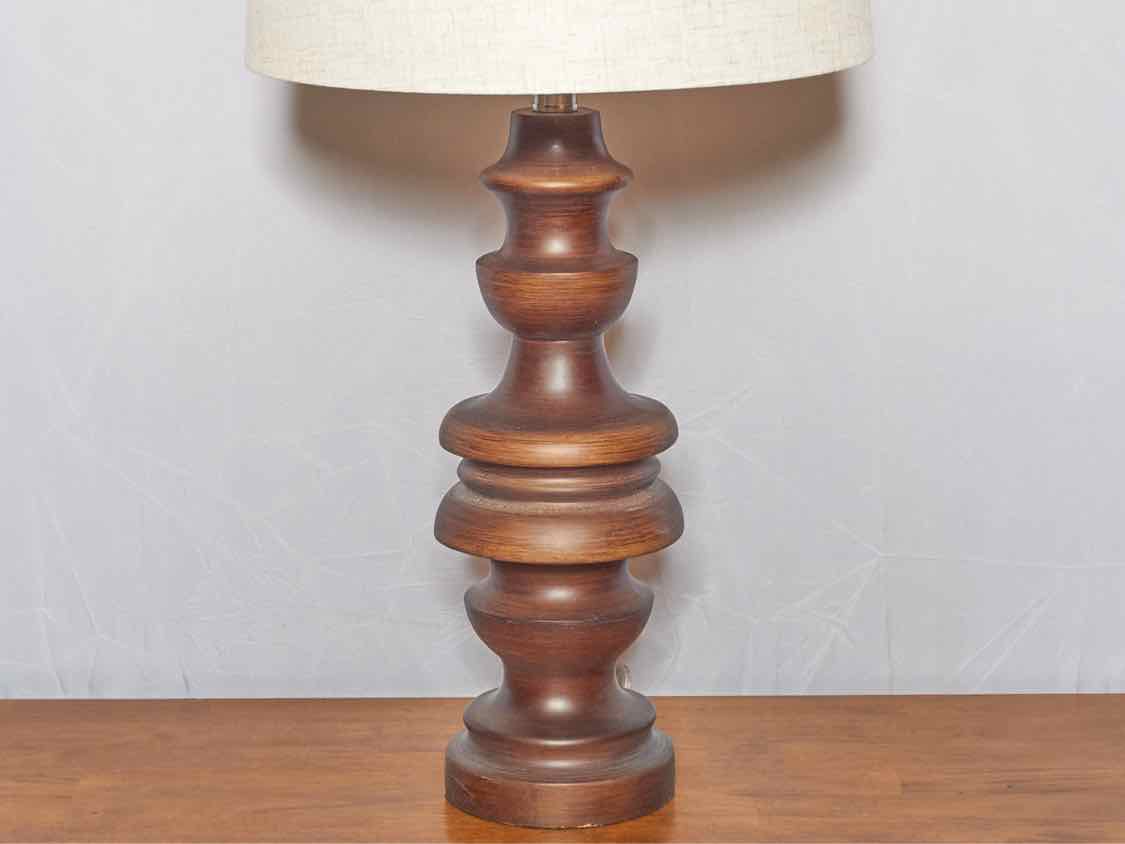 'Kerala' Cast Resin Turned Table Lamp With Linen Shade