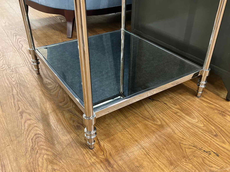 Frontgate Chrome and Glass Side Table